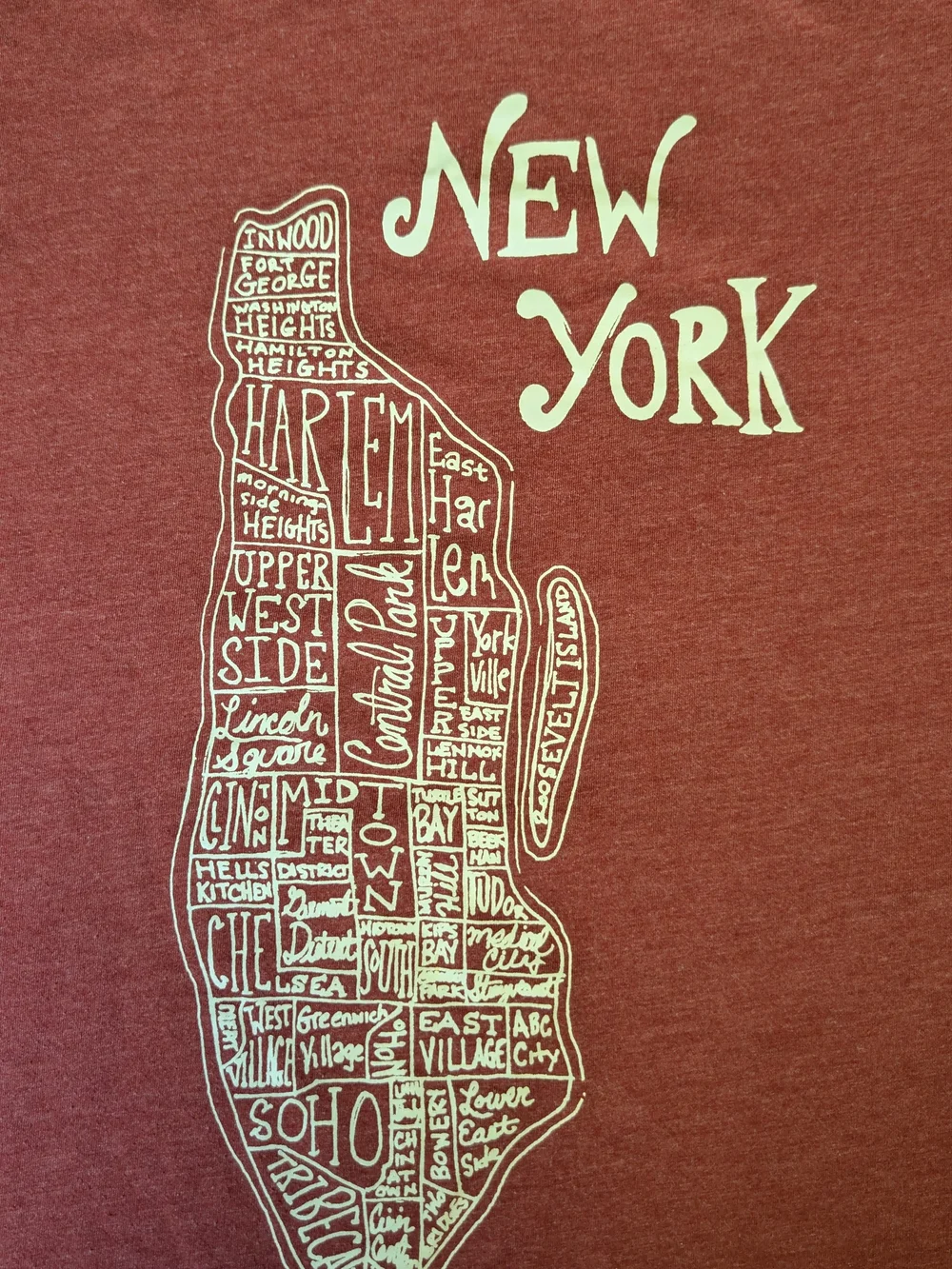 J. Crew Men's Burgundy Short Sleeve Tee with White New York Map Graphic